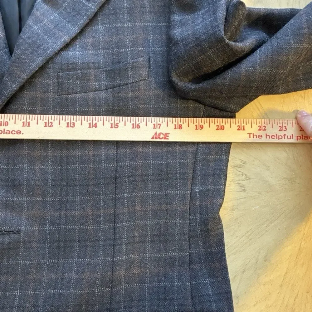 CANALI Gray Plaid Box Check 100% Wool Blazer Sport Coat Jacket US 38R S MINT
